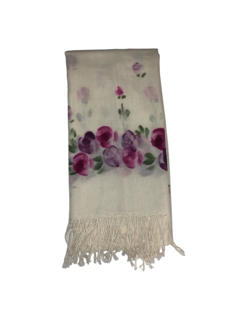 Women's Unbranded Cream Purple Pink Floral Scarf One Size